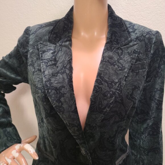 NEW MORRIS Co X PAIGE VELVET CHELSEA BLAZER 2-BUTTON FITTED TAILORED FLORAL sz S - Picture 4 of 11